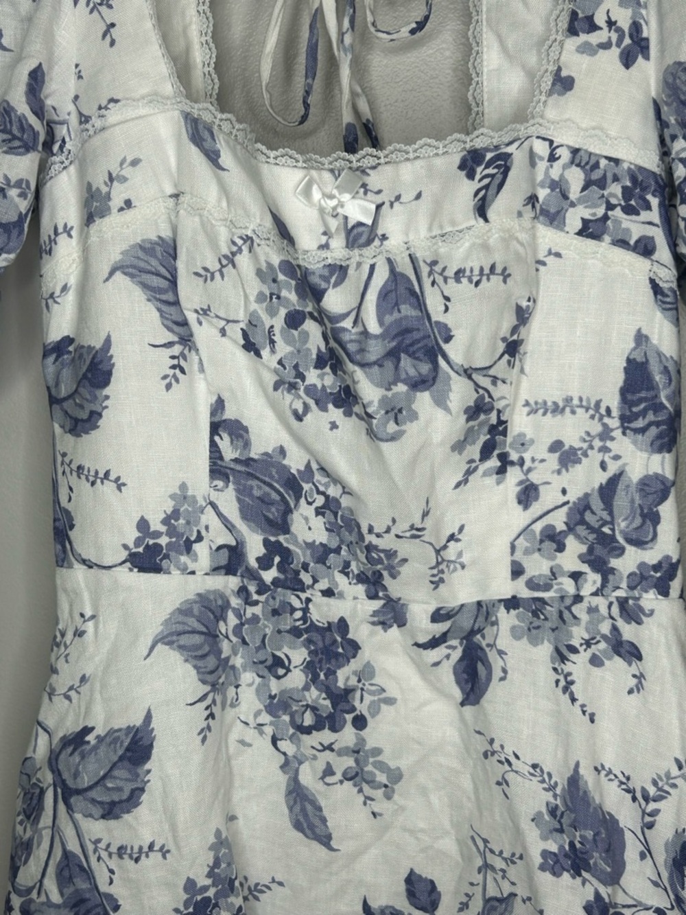 Reformation Evianna Blue and White Linen Dress Size 6 NWT - Picture 6 of 13